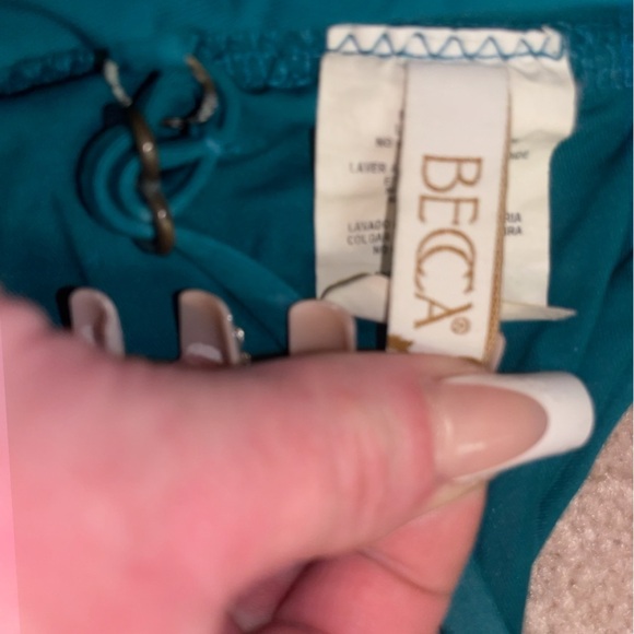 BECCA Socialite Ruffle string bikini top in fern M - Picture 5 of 12